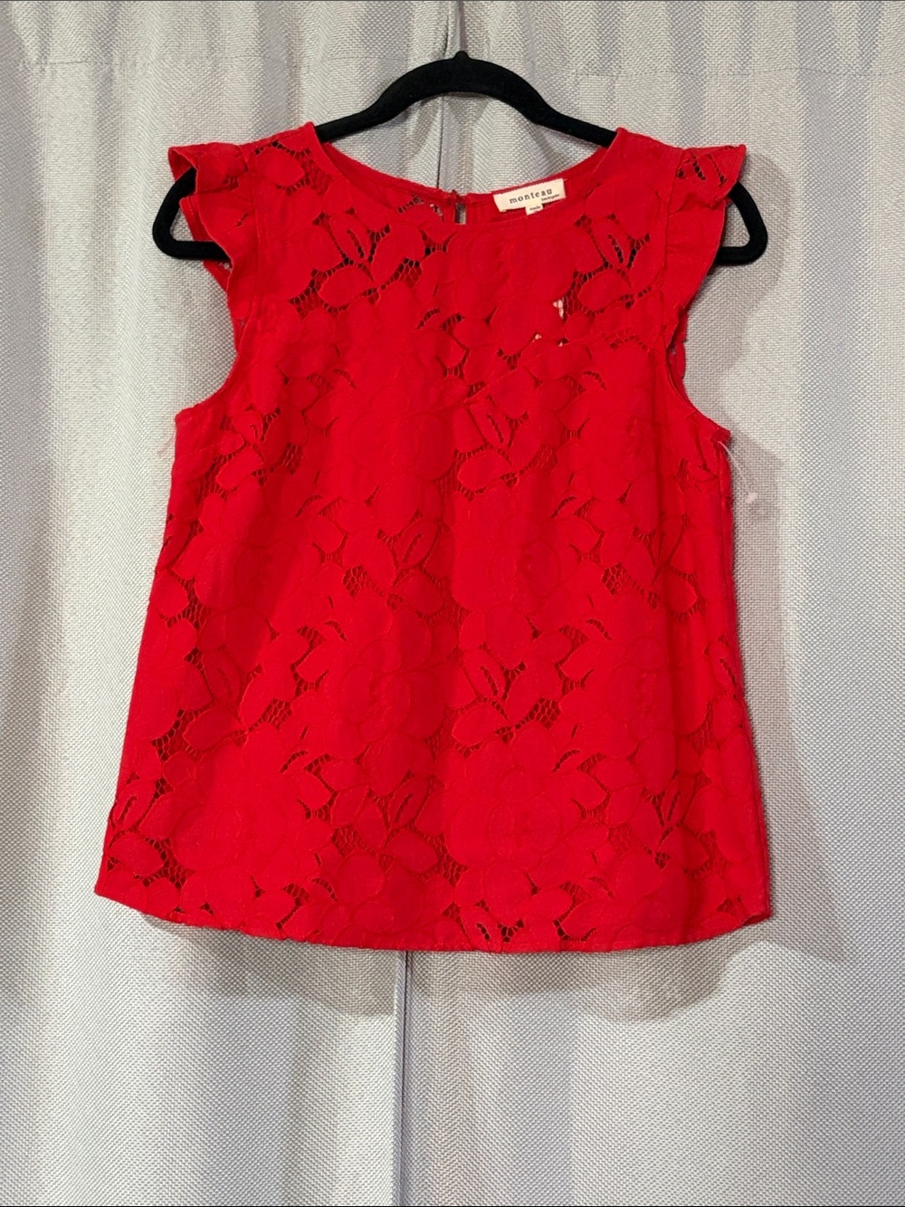 Monteau Red Floral Lace Cap-Sleeve Camisole